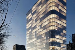 被这栋玻璃建筑美到！现代流线型设计，城市里的 “发光体”