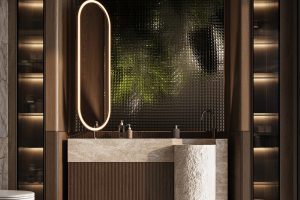 被这个浴室美到失语！现代轻奢 + 自然肌理，洗澡都像在度假