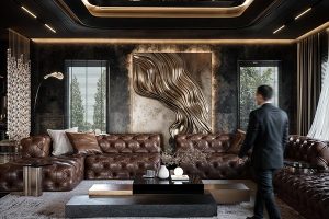 暗黑奢华大宅封神！皮革与黑金的总裁级气场