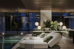 现代奢华休闲空间，泳池与质感的治愈美学