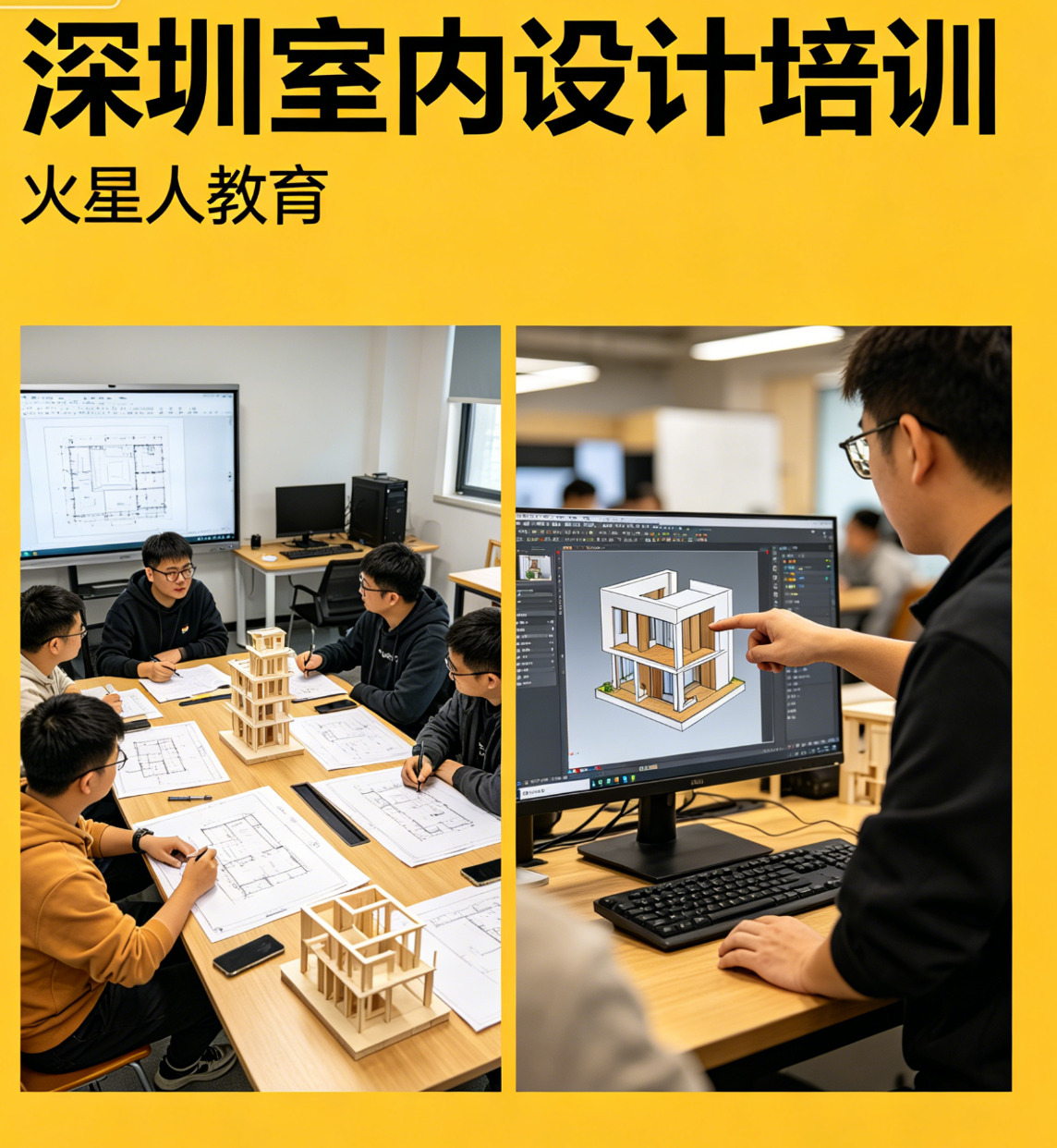 深圳室内设计培训机构-零基础入学-选择室内设计培训-火星人教育