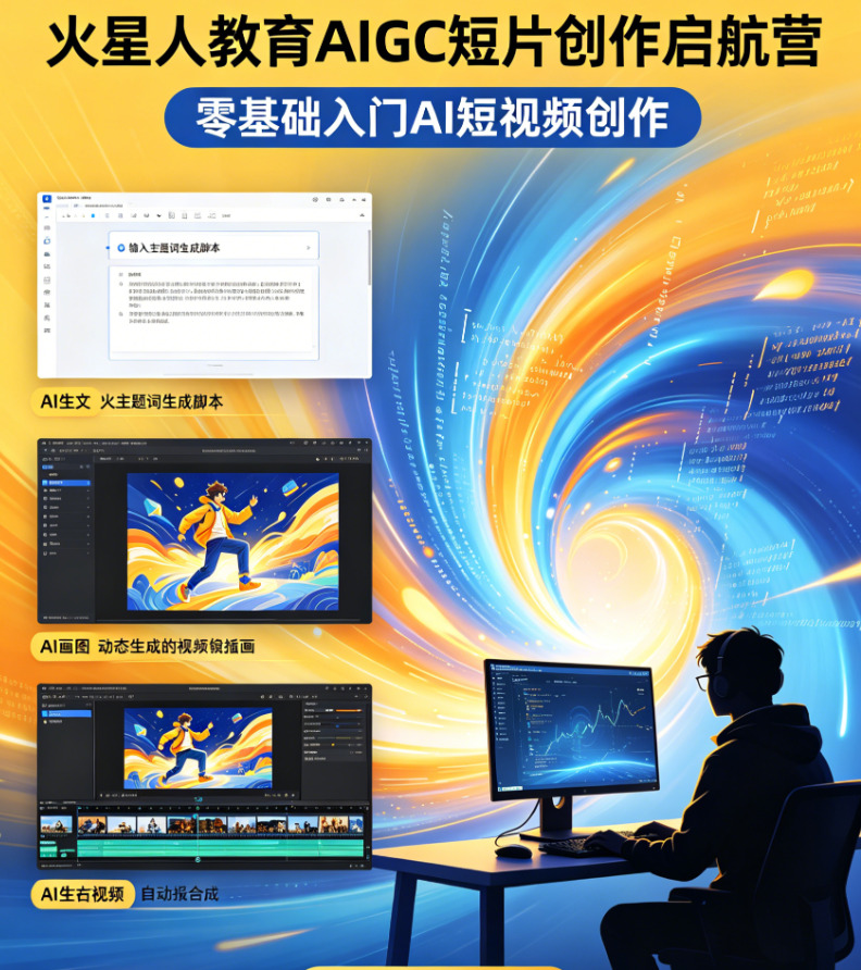 AIGC短视频培训启航营：1个月零基础变身AI短剧达人-火星人教育
