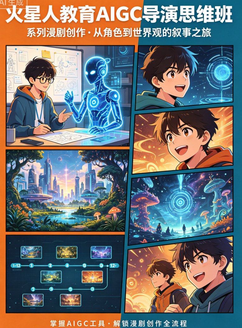 AIGC培训导演思维营：打造电影质感AI漫剧-火星人教育