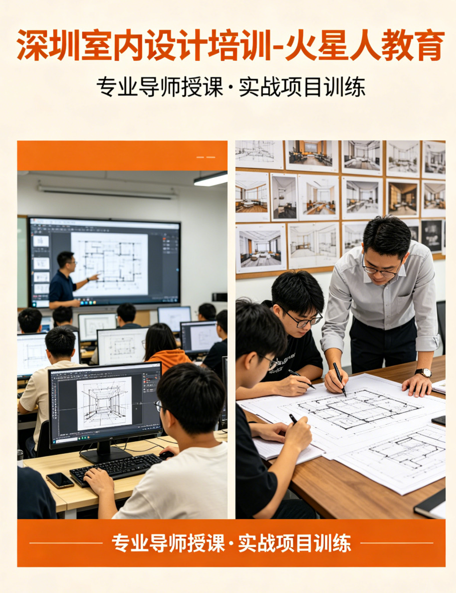 深圳比较靠谱的室内设计培训学校：火星人教育课程体系与师资介绍